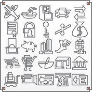 Continuous Line Icons Commerce I (Vector)