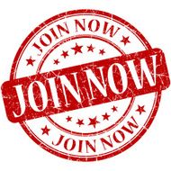 Join now grunge red round stamp