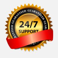 Vector 24 7 SUPPORT gold sign label template N3