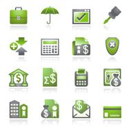 Banking web icons Gray and green series