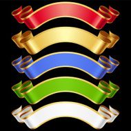 Vector Ribbons set Multicolored banners isolated on black background N2