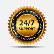 Vector 24 7 SUPPORT gold sign label template N4