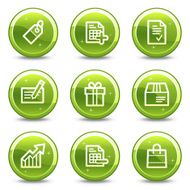 Shopping web icons green glossy circle buttons series