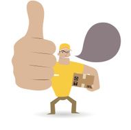 Gesturing(Hand Sign) Deliveryman showing thumbs up