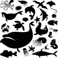 Sea silhouettes set