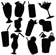 Vector silhouette of various beverages