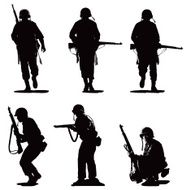Silhouettes of USA Army Combat Soldiers