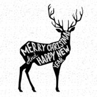 Hand drawn Christmass deer illustration