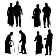 Vector silhouette of old people N41