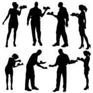 Vector waiter silhouette