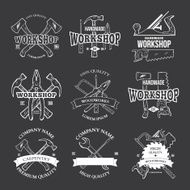Vintage carpentry tools labels and design elements vector N3