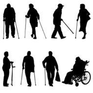 Silhouette of disabled people