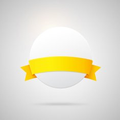 Vector paper badge with yellow silk ribbon N5