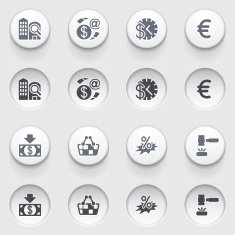 Commerce icons on white buttons N2