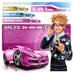 Businesswoman dealership in car sales salon
