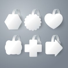 Vector white wobbler set on gray background N4