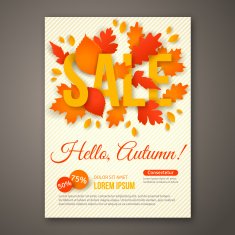 Autumn Sale flyer design with colorful leaves N3