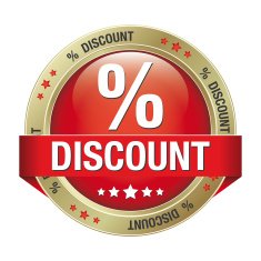 percent discount red gold button