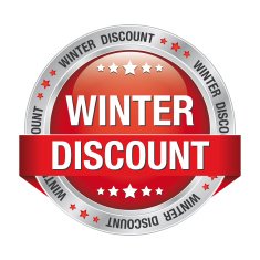 winter discount red silver button