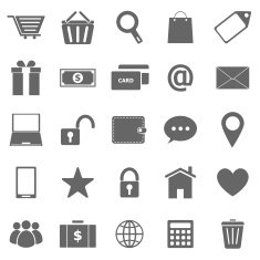 Ecommerce icons on white background