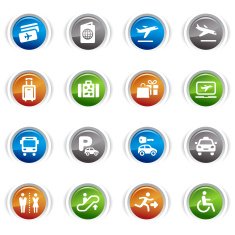 Glossy Buttons - Airport and Travel icons