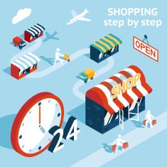 Cartooned Shopping Concept Design N2