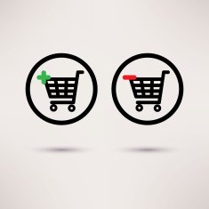 Shopping cart icons Plus and minus signs Vector set N4