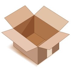 Empty open paper box over white