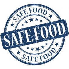 Safe food grunge blue round stamp