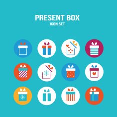 Present box icon set Gift for Christmas and New Year