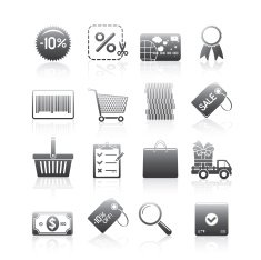 Shopping Icons Set Silhouette Series