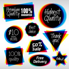 Various Vector Labels in CMYK like style Useful Logo Symbols