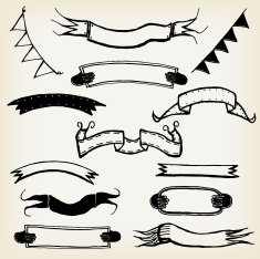 Hand Made Circus Banners And Ribbons Set N2
