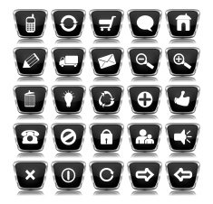 Metallic Black Square Web Buttons