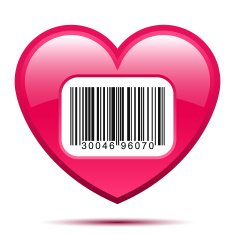 Heart with bar code label N2
