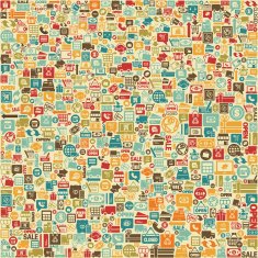 shopping and business background with icons vector