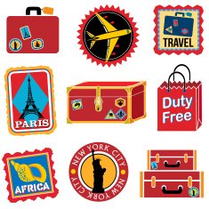 travel icons red theme
