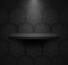 Dark empty isolated shelf on beautiful black luxury background