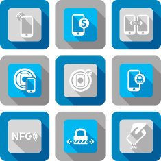 Smart phone with NFC technology icon