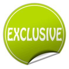 EXCLUSIVE round green sticker on white background