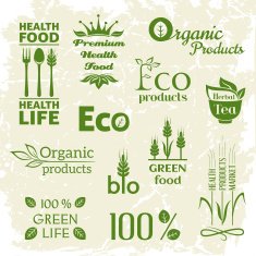 Set of organic products logo