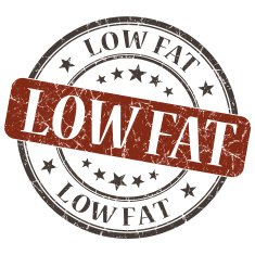 Low Fat brown grunge round stamp on white background