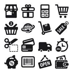 Shopping flat icons Black