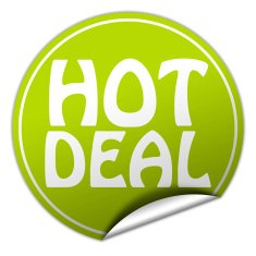 hot deal round green sticker on white background