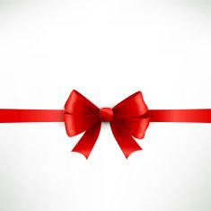 Holiday red ribbon and bow