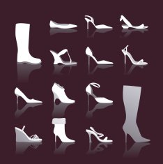 Cinderella blues Shoe collection icons in black and white N2