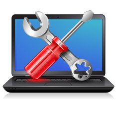 spanner and screwdriver in laptop