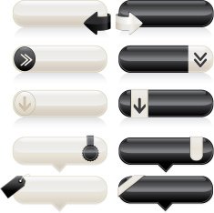 Interface Icons Labels Ribbons Arrows Tags Set White Black