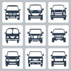 Vector van icons set front view