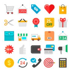 Flat shopping icon collection